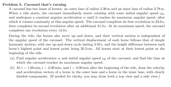 Solved Problem 5. Carousel that's turning A carousel has two | Chegg.com