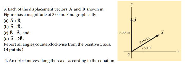 Solved 3. Each of the displacement vectors A and B shown in | Chegg.com