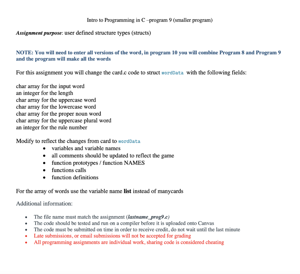 Solved Intro to Programming in C-program 9 (smaller program) | Chegg.com