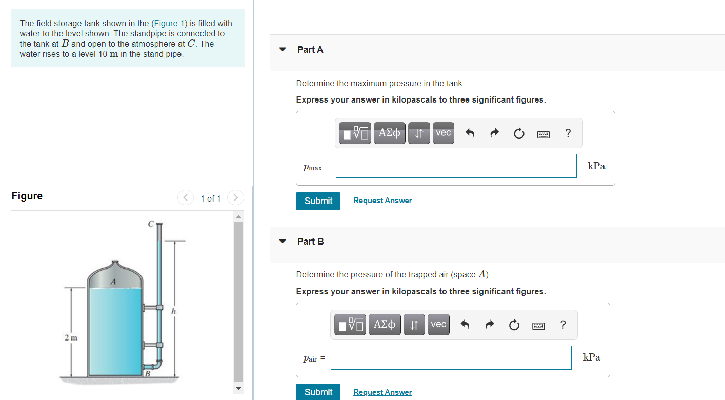Solved The field storage tank shown in the (Figure 1) is | Chegg.com