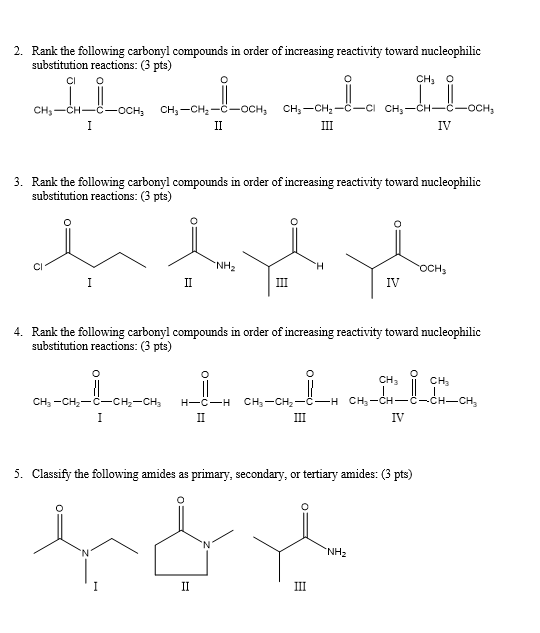 Solved 2. Rank the following carbonyl compounds in order of | Chegg.com