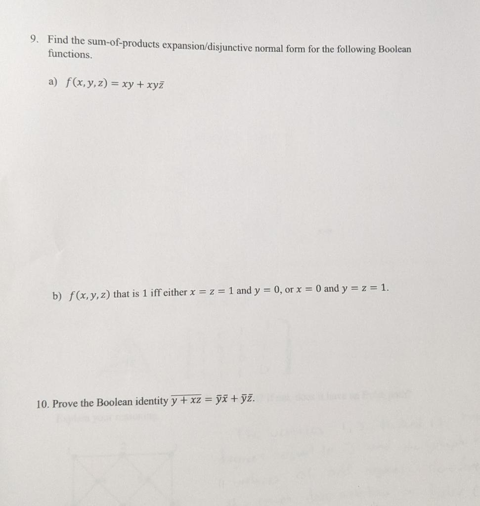 Solved 9. Find the sumofproducts expansion/disjunctive