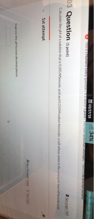 Solved 34% 3 Question (1 point) @ See page 789 Calculate the | Chegg.com