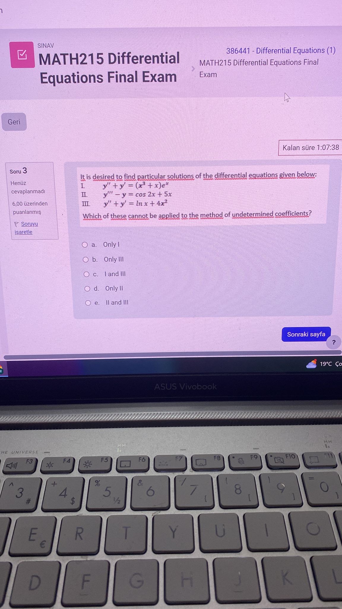Solved SINAV MATH215 Differential Equations Final Exam