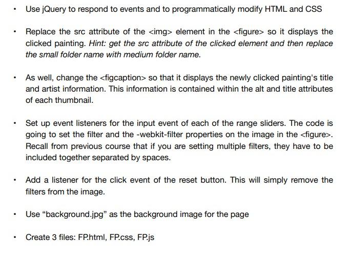Solved Use jQuery to respond to events and to | Chegg.com