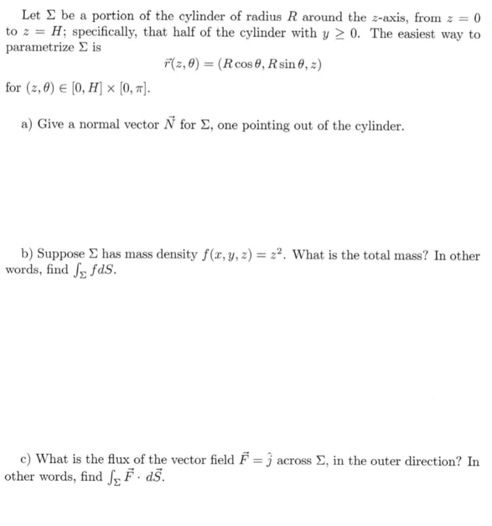 Solved Let I Be A Portion Of The Cylinder Of Radius R Aro Chegg Com