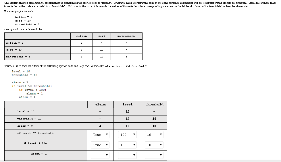 One effective method often used by programmers to comprehend the effect of code is tracing. Tracing is hand-executing the c