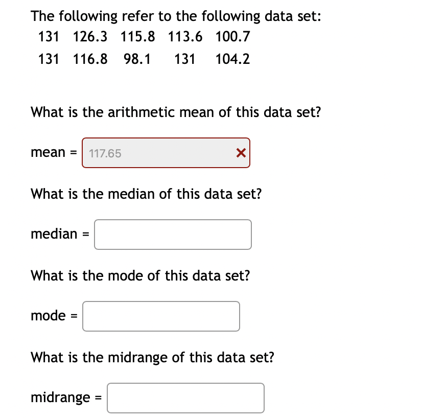 Solved The following refer to the following data set:What is | Chegg.com