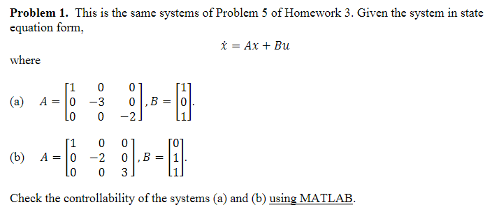 Solved Problem 1. This is the same systems of Problem 5 of | Chegg.com
