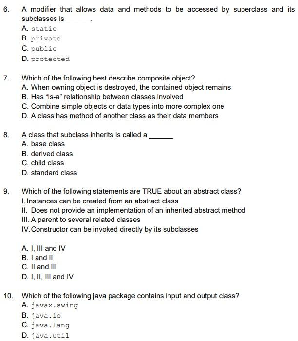 Solved 6. A modifier that allows data and methods to be | Chegg.com
