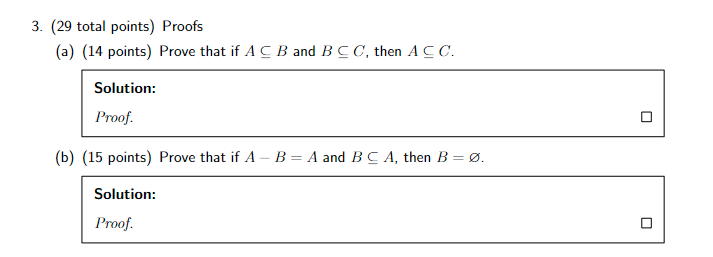 Solved A−B=A And B⊆A, Then B=∅. | Chegg.com