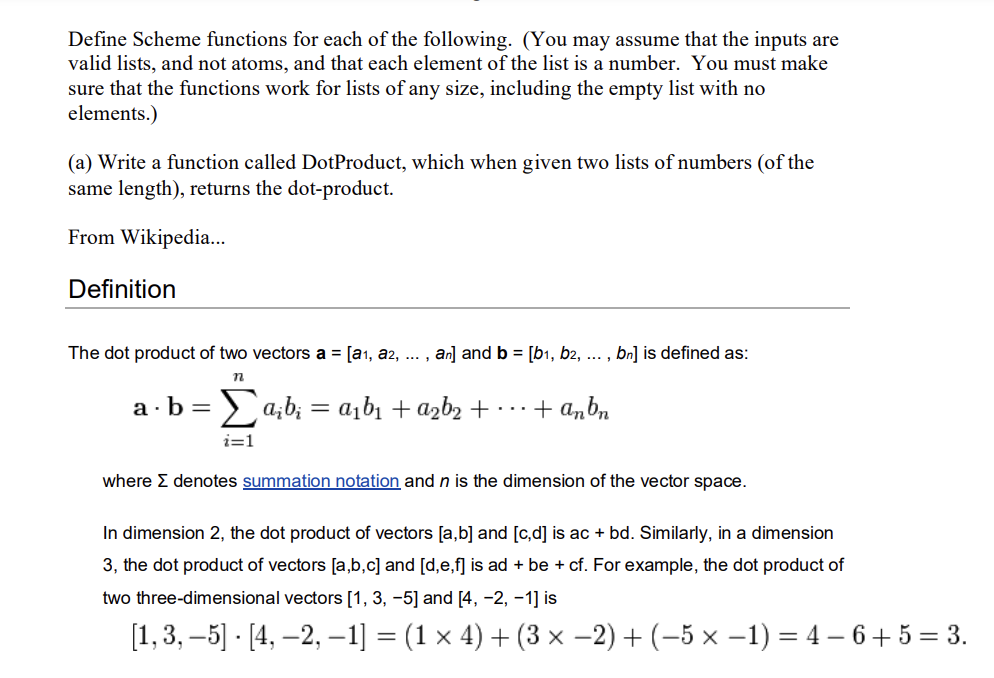 Solved Define Scheme functions for each of the following. | Chegg.com