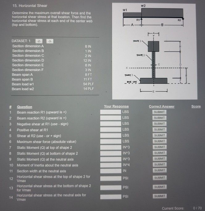 Solved 15. Horizontal Shear Determine the maximum overall | Chegg.com