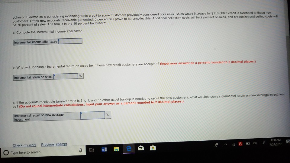 Solved extending trade credit to some customers previously | Chegg.com