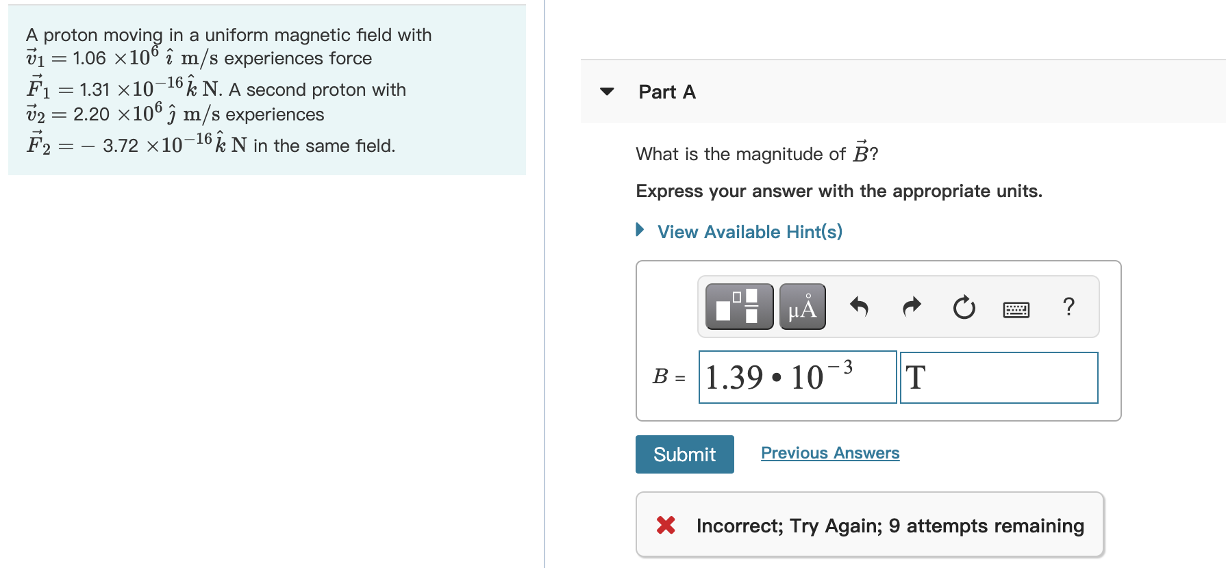 Solved A Proton Moving In A Uniform Magnetic Field With U Chegg Com