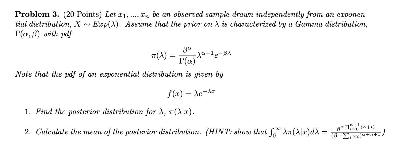 Solved Problem 3 20 Points Let X1xn Be An Observed 7077