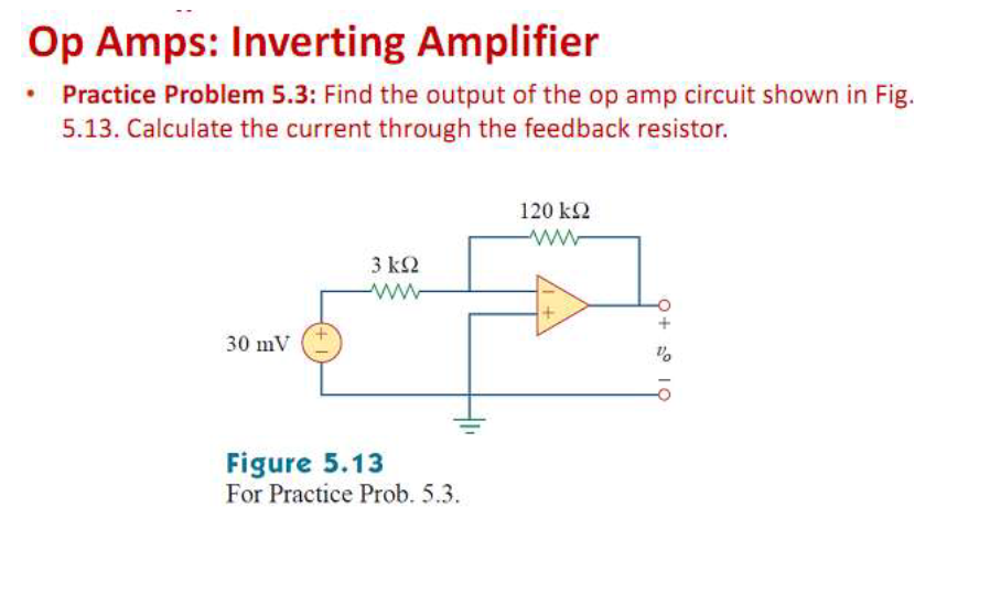 Solved Op Amps: Inverting Amplifier Practice Problem 5.3: | Chegg.com