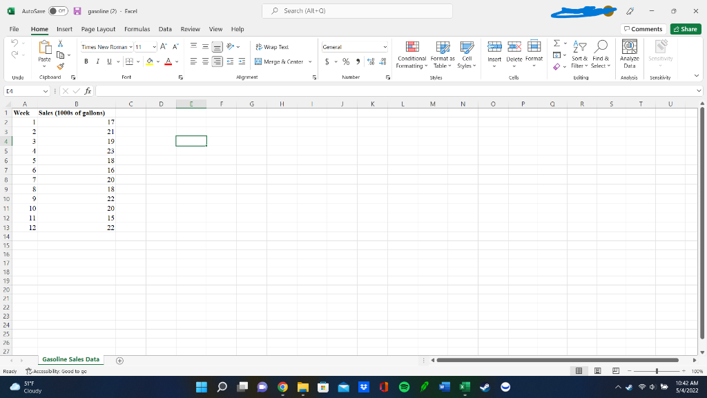 Solved Pages - OOM + 7. DATA file Gasoline Forecasting | Chegg.com