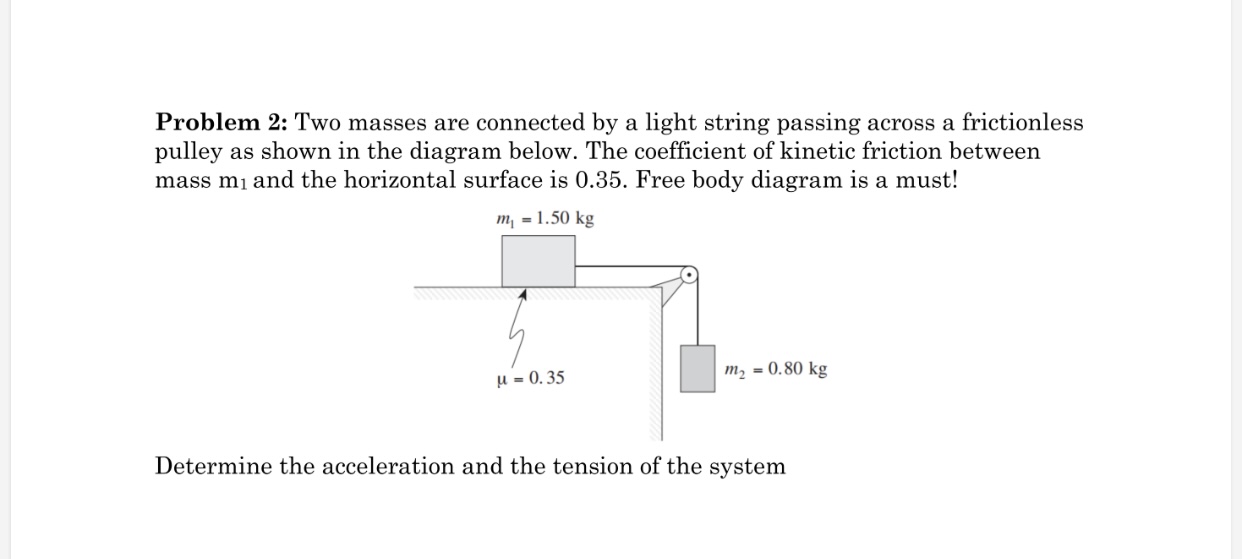 Solved Problem 2: Two Masses Are Connected By A Light String | Chegg.com