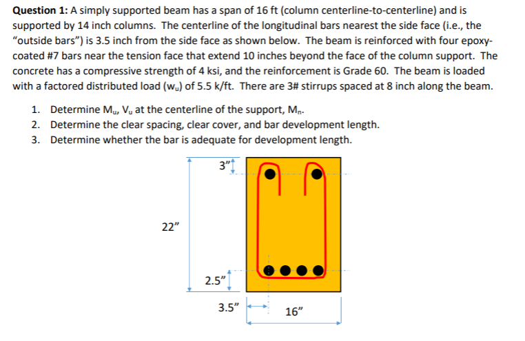 Question 1: A simply supported beam has a span of 16 | Chegg.com