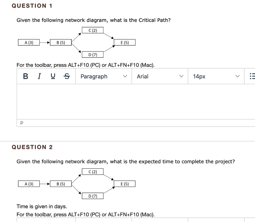 Solved QUESTION 1 Given The Following Network Diagram, What | Chegg.com