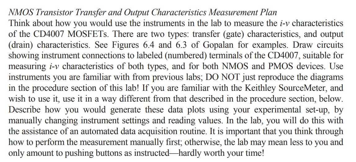 Solved NMOS Transistor Transfer and Output Characteristics | Chegg.com