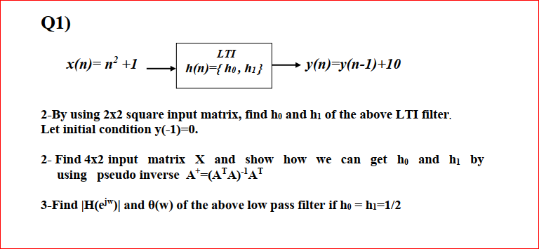 Solved 1 X N N 1 Lti H N Ho Hi Y N Y N 1 10 2 Chegg Com