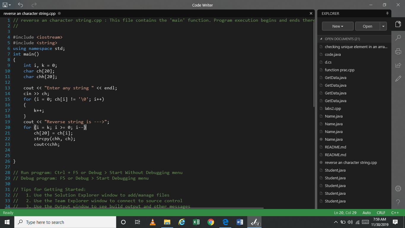 Solved in this program I have reverse the character string | Chegg.com