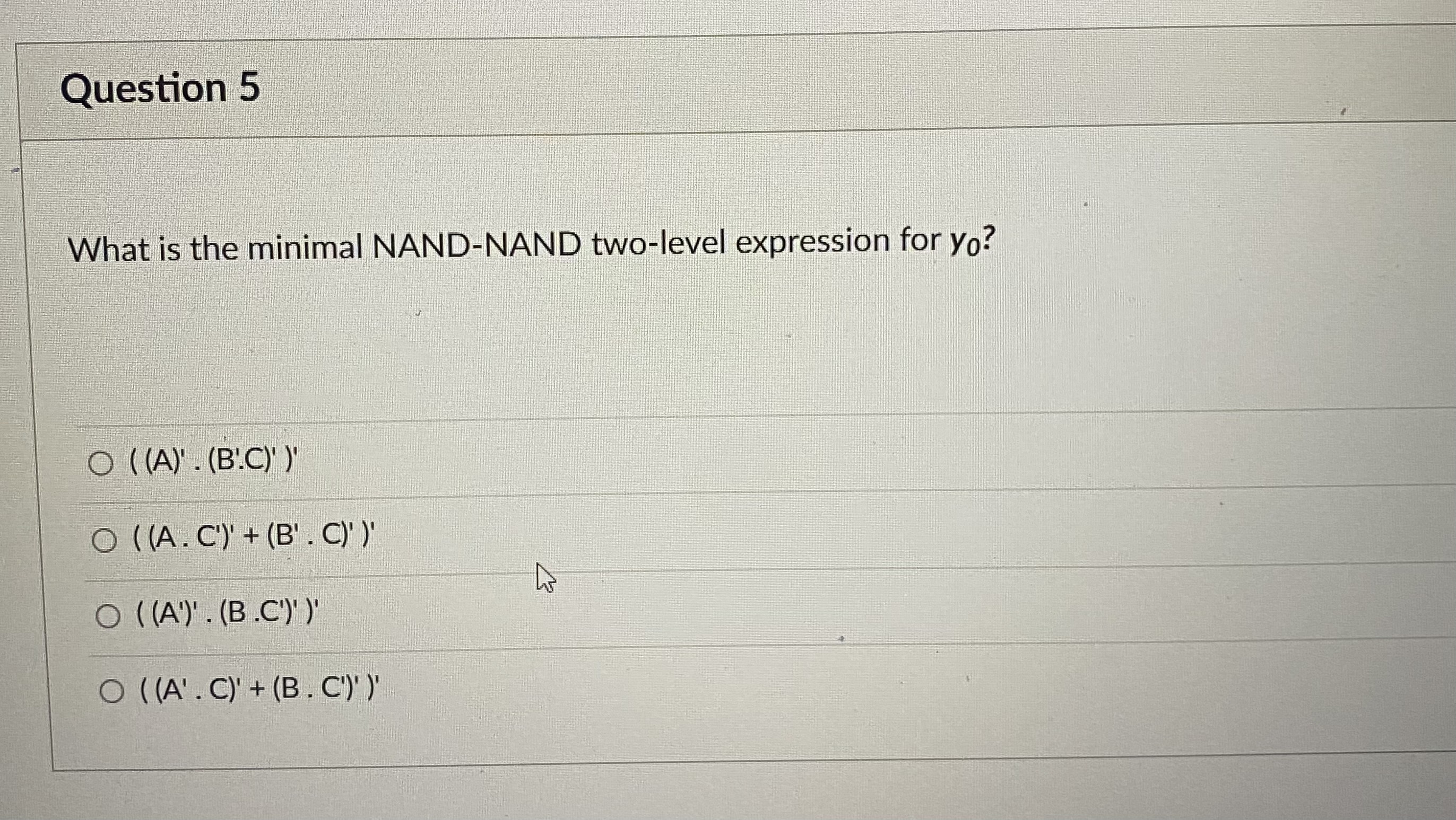 Solved What is the minimal NAND-NAND two-level expression | Chegg.com