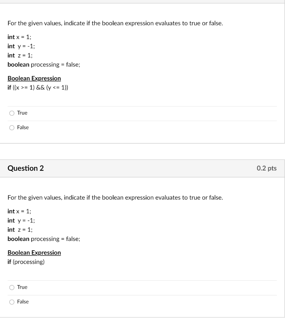 Solved For the given values, indicate if the boolean | Chegg.com