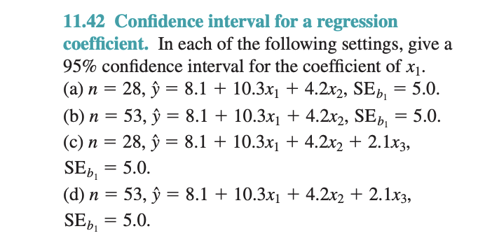 Solved 11.42 Confidence interval for a regression | Chegg.com