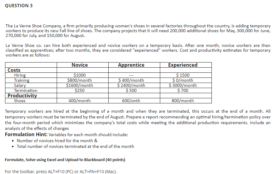 Solved QUESTION 3 The La Verne Shoe Company, a firm