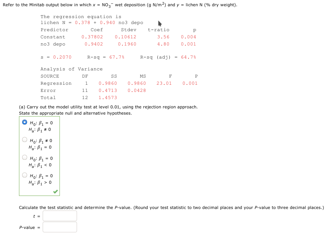 Solved Refer To The Minitab Output Below In Which X No Chegg Com