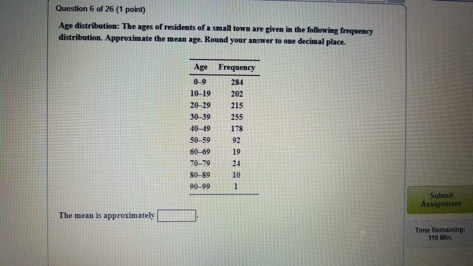 Solved Question 6 of 26 (1 point) Age distribution: The a | Chegg.com