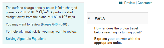 Solved Review | Constants Part A The surface charge density | Chegg.com