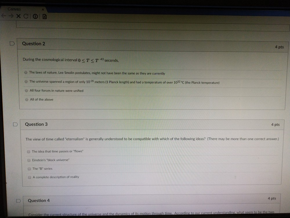 Solved Canvas DI Question 2 4 pts During the cosmological | Chegg.com