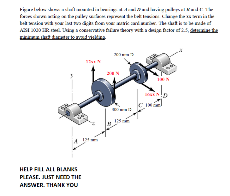 Solved Figure below shows a shaft mounted in bearings at A | Chegg.com