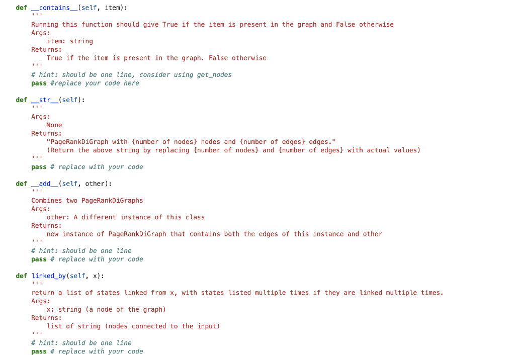 Python file -- Please fill in the code according to | Chegg.com