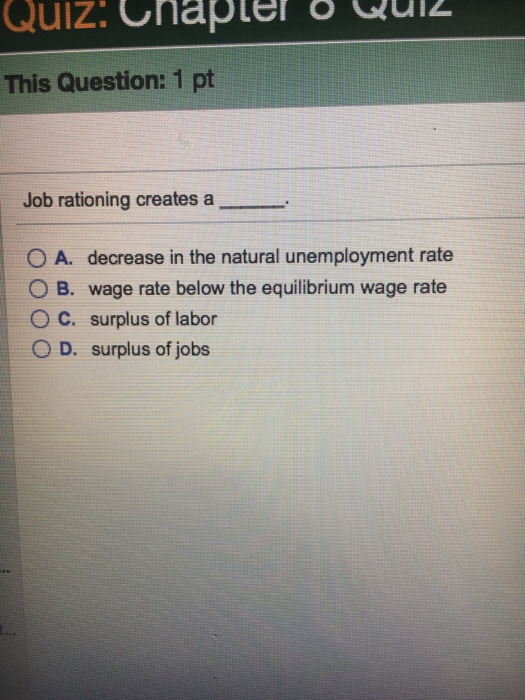 Solved Job Rationing Creates A_____, A. Decrease In The | Chegg.com