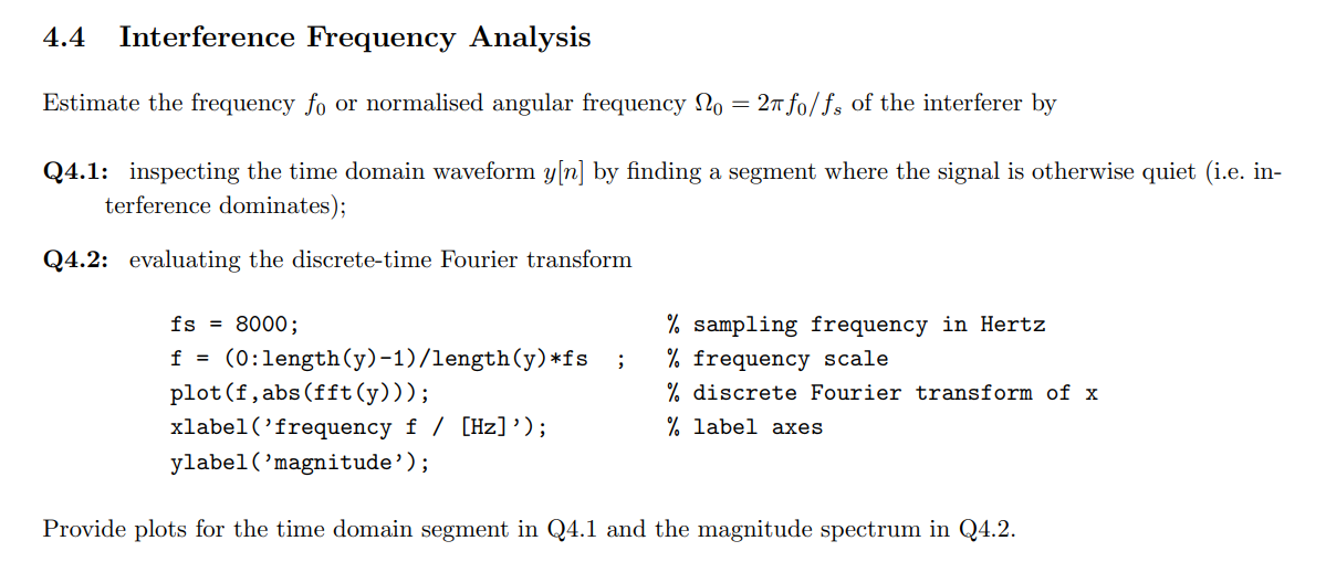 4.4 Interference Frequency Analysis Estimate the | Chegg.com