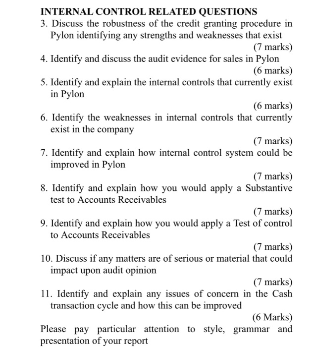 Solved INTERNAL CONTROL RELATED QUESTIONS 3. Discuss the | Chegg.com