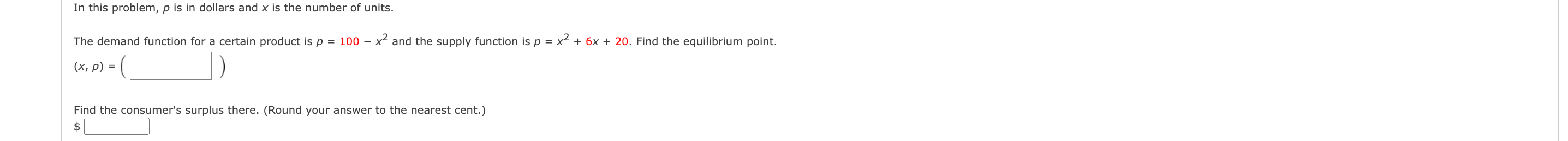 Solved The demand function for a certain product is p=100−x2 | Chegg.com