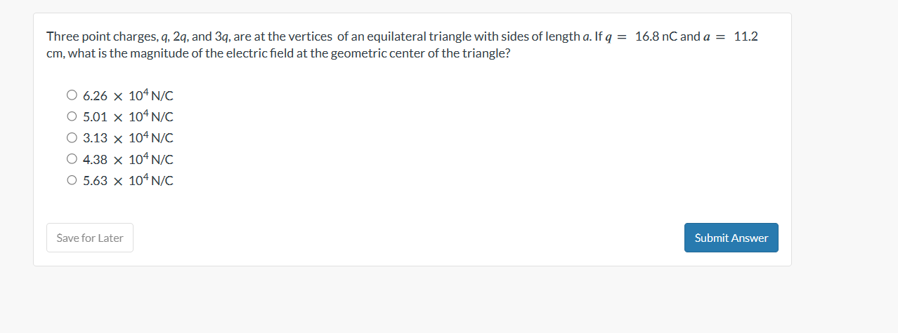 Solved Three Point Charges, Q,2q, And 3q, Are At The | Chegg.com