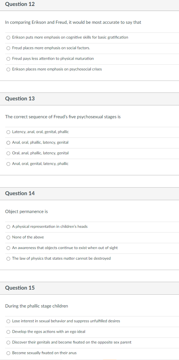 Solved Question 12 In comparing Erikson and Freud it would