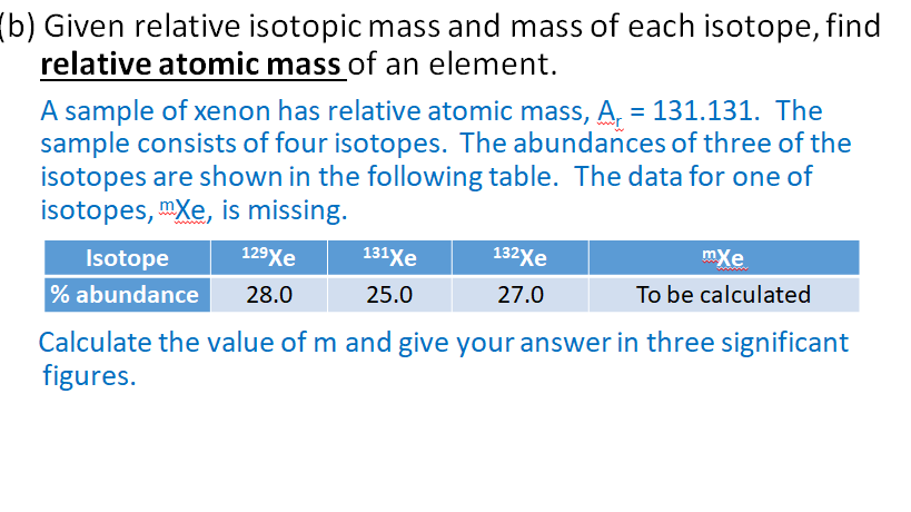 How To Find Relative Isotopic Mass