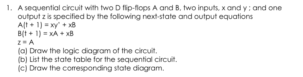 Solved 1. A sequential circuit with two D flip-flops A and | Chegg.com