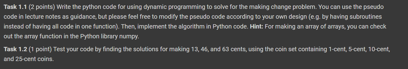 Solved Task 1.1 (2 points) Write the python code for using | Chegg.com