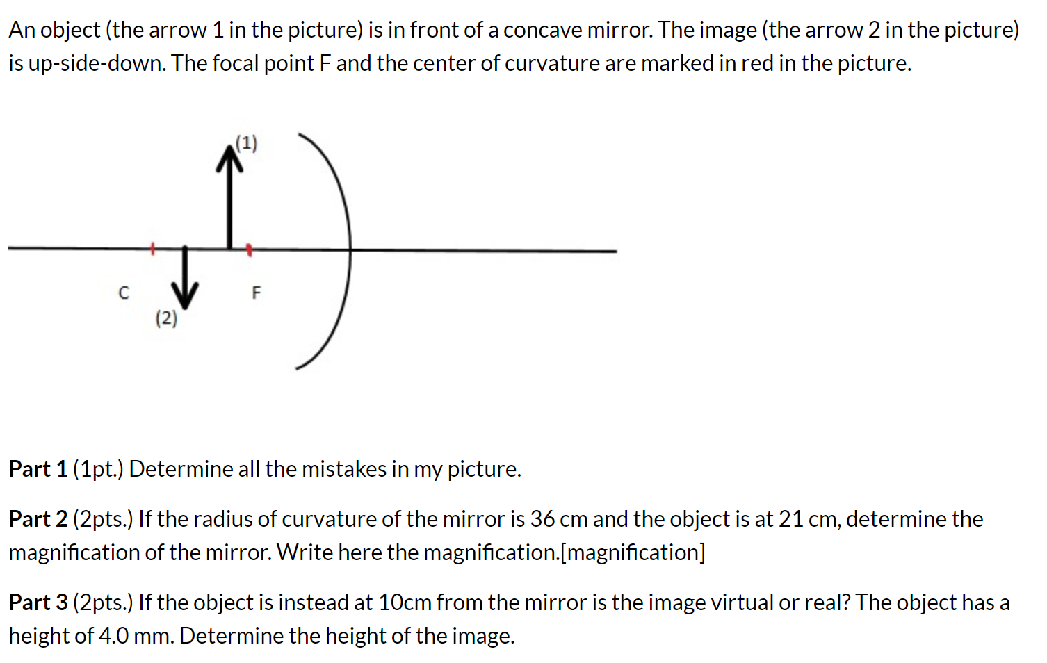 Solved An object (the arrow 1 in the picture) is in front of | Chegg.com