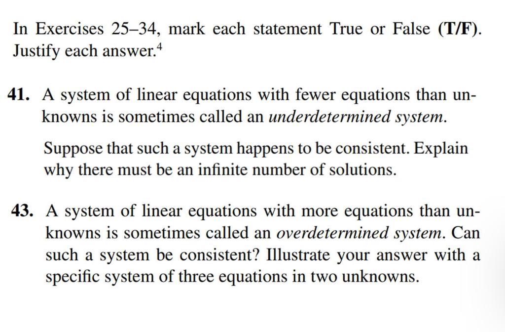 linear algebra - Mark the statements below that must be true