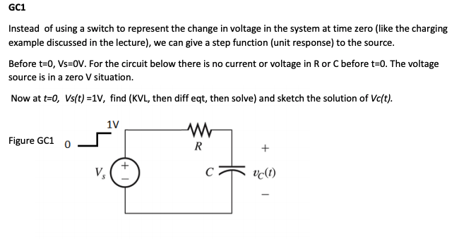 Solved For GC1-4 Assume R= 1kOhm, C= luf GC3. Before t=0, | Chegg.com